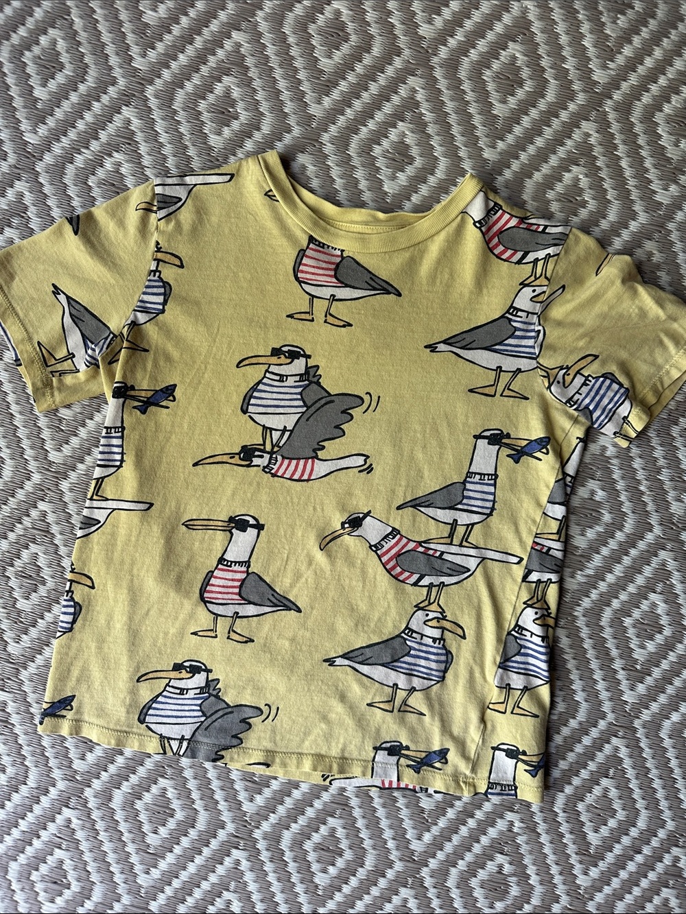 H&M Kids Yellow Seagull in Sunglasses Print Tee with Striped Details